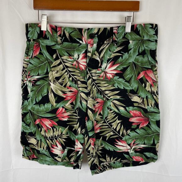 Azul by Moussy Floral Linen Blend 7.5" Inseam Black Shorts Size 50 (34" Waist) - Picture 1 of 9